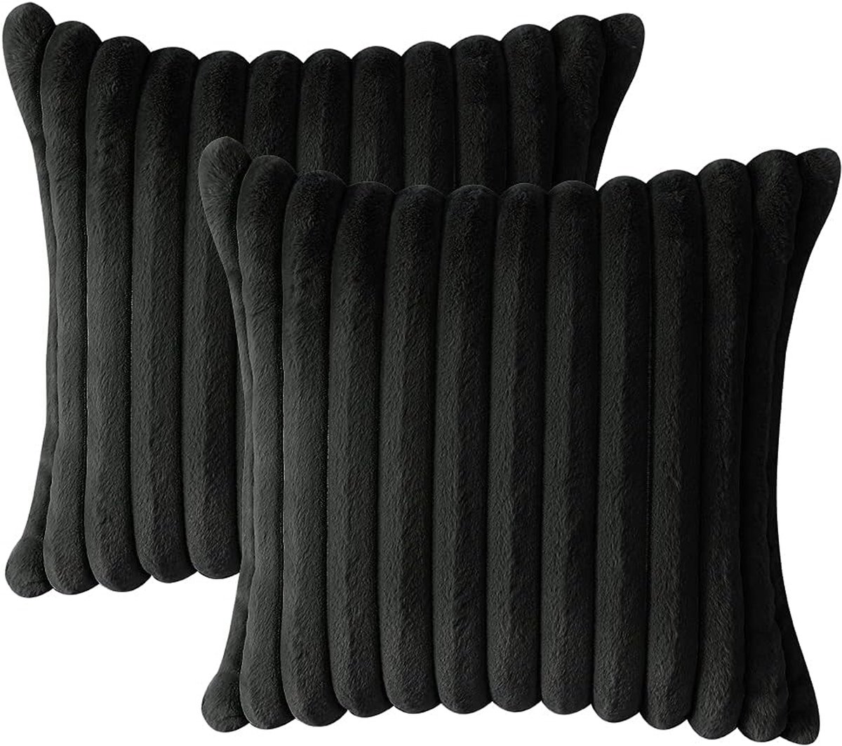 MODENUIT Kussenhoezen – Set Van 2 – 30 X 50 Cm En 45 X 45 Cm – Pluche En Fluweel – Wit Zwart Lichtgrijs