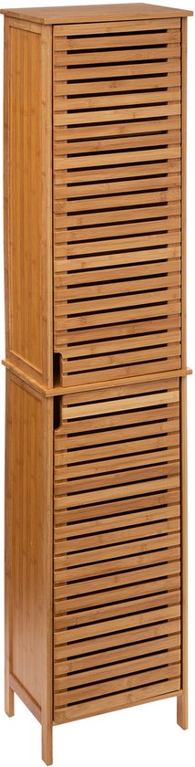 5Five Kolomkast - hoog - 34 x 24 x 170 cm - bamboe - bruin - badkamerkast - badkamer meubel