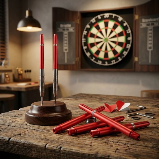 Rood aluminium dart schachten set - dart shafts / dart stelen voor heren en dames - duurzame dart schacht met schroefdraad aansluiting voor dartpijlen - set van 12 rode dart schachten voor dart accessoires — afbeelding 2