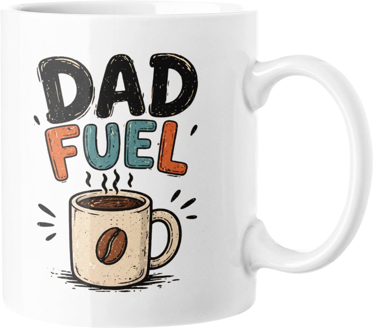Dad Fuel Retro Koffiemok - Grappig Vaderdag Cadeau, 330ml Keramische Mok voor Papa's