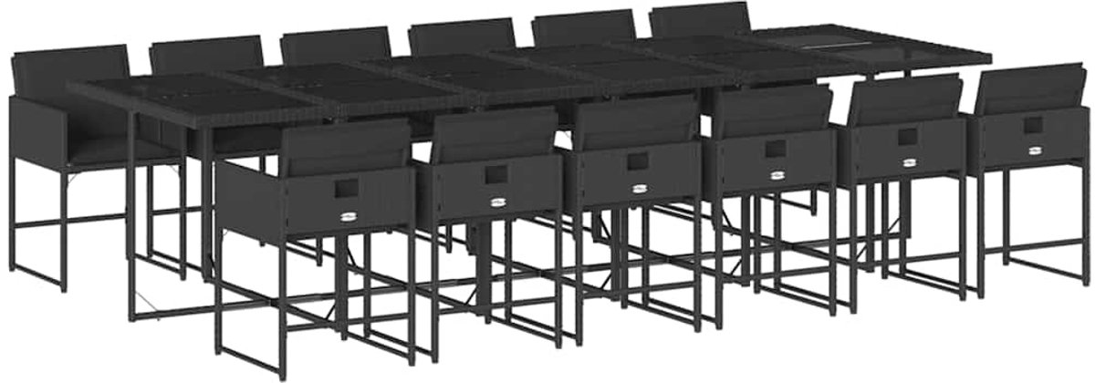 vidaXL 13-delige - Tuinset - met - kussens - poly - rattan - zwart