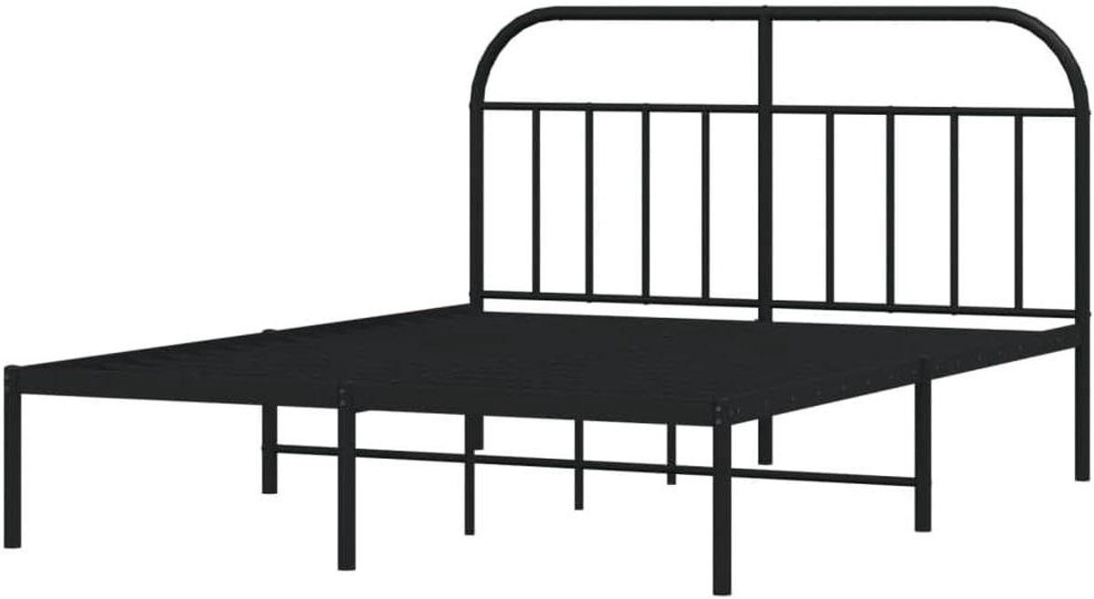 Metalen Bedframe - Ledikant Hoofdbord - Slaapkamer Inrichten - Robuuste Constructie - 140x200 cm - Zwart