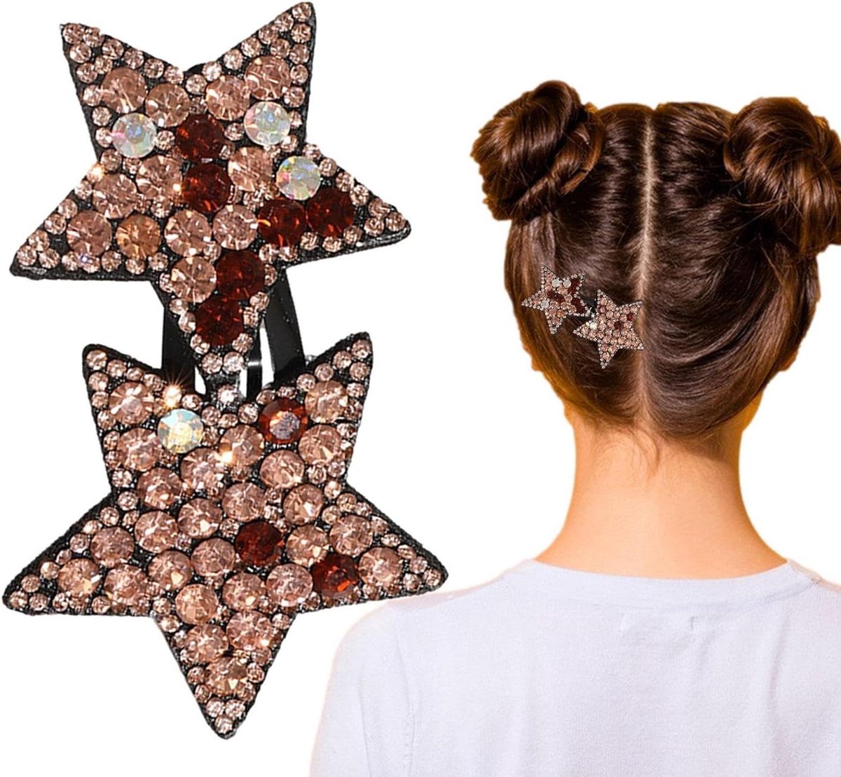 Ster Haarspeldjes - Haarclips Strass - Haar Styling - Sprankelende Stervorm - 8x4.5cm - Zilver