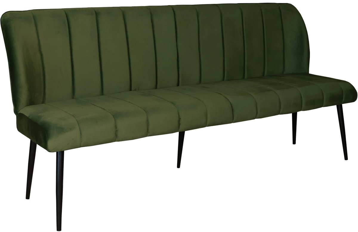 Eetkamerbank 180cm Sally velvet groen 3 zits eetbank