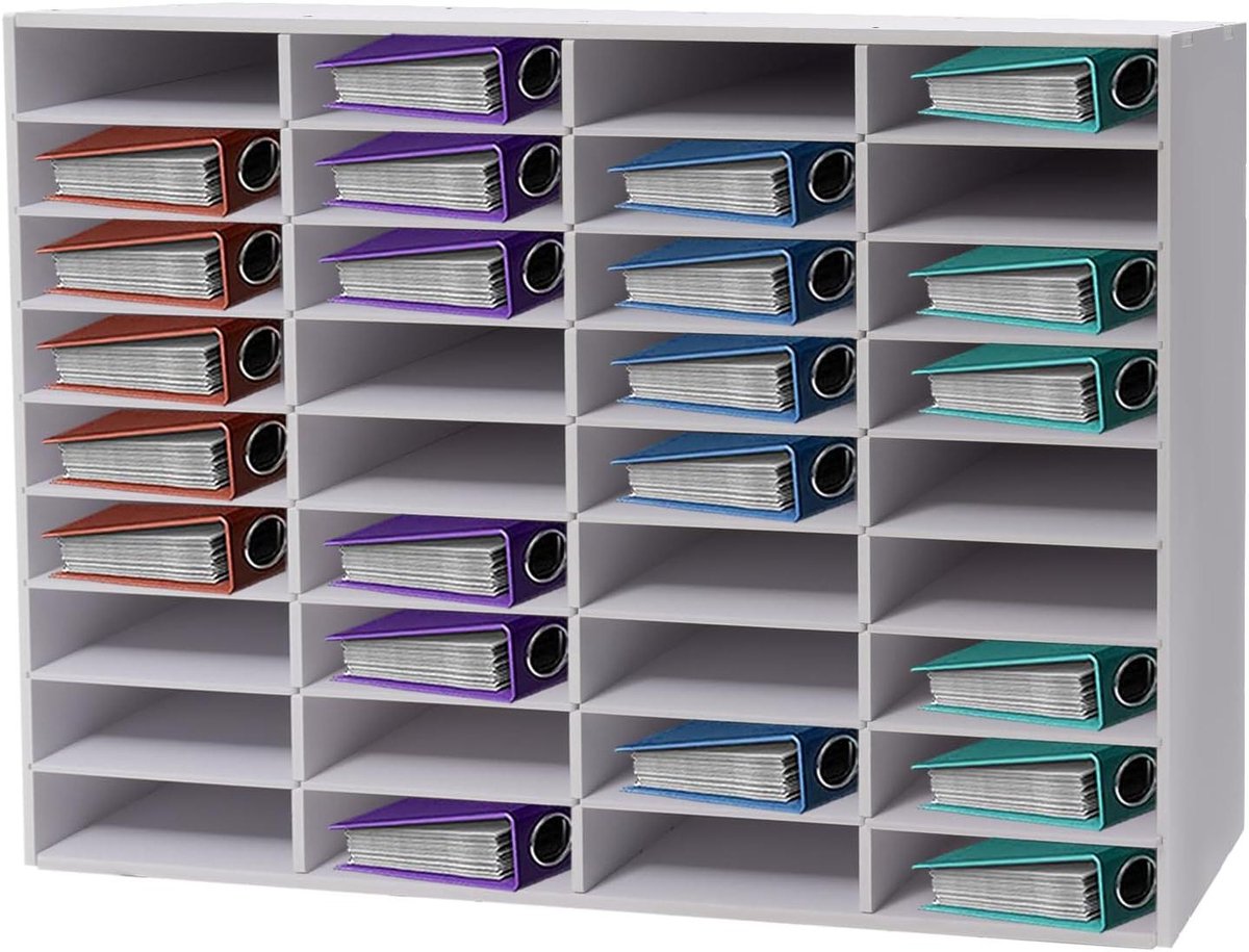 Bureau Archiefhouder - Documenten Organizer - Kantoor Organiseren - Verwijderbare Verdeelwanden - 73.6 x 30.2 x 59.6 cm - Wit