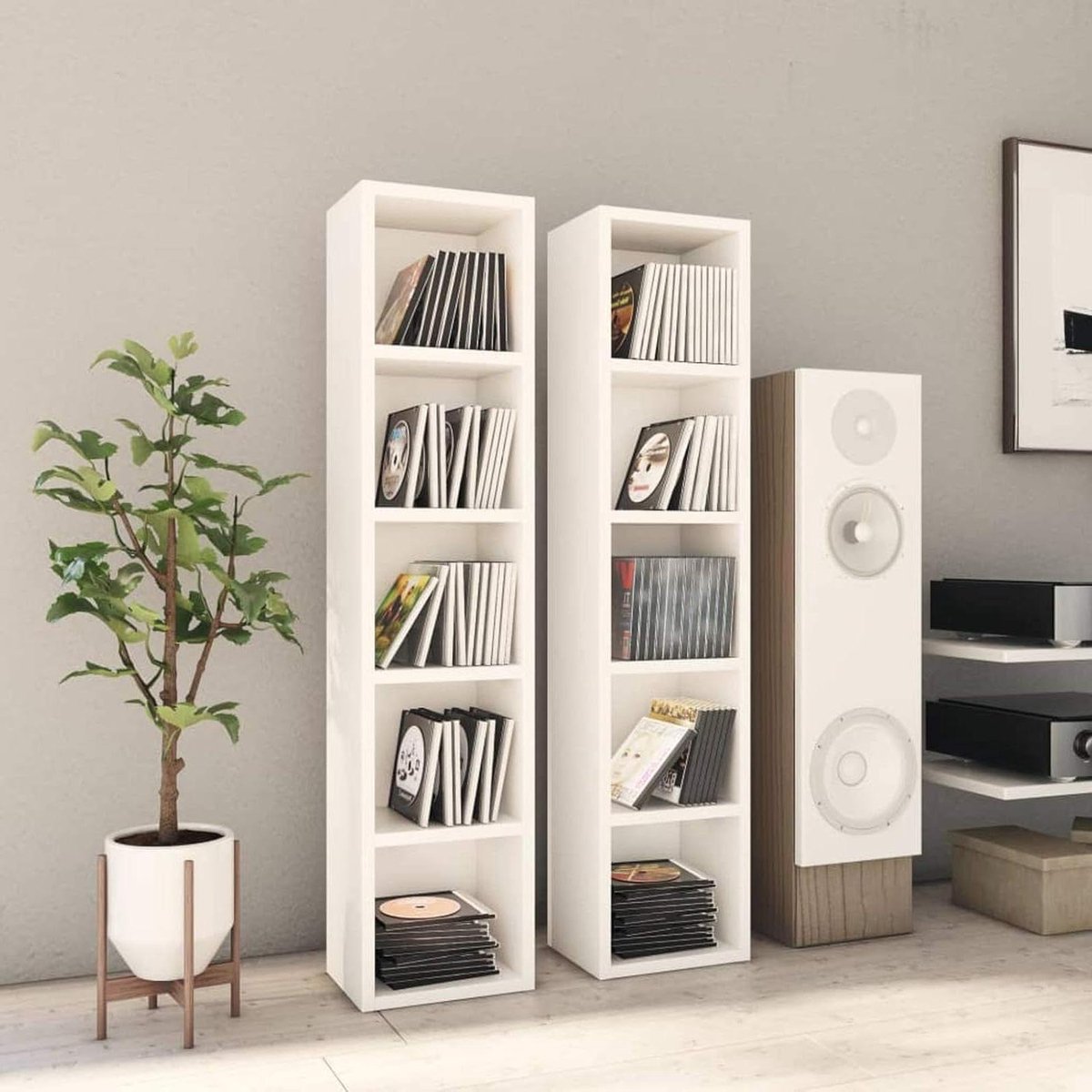 CD-rekken - Boekenkast - Opslag - Stijlvol Modern - 935 cm Hoog - Wit