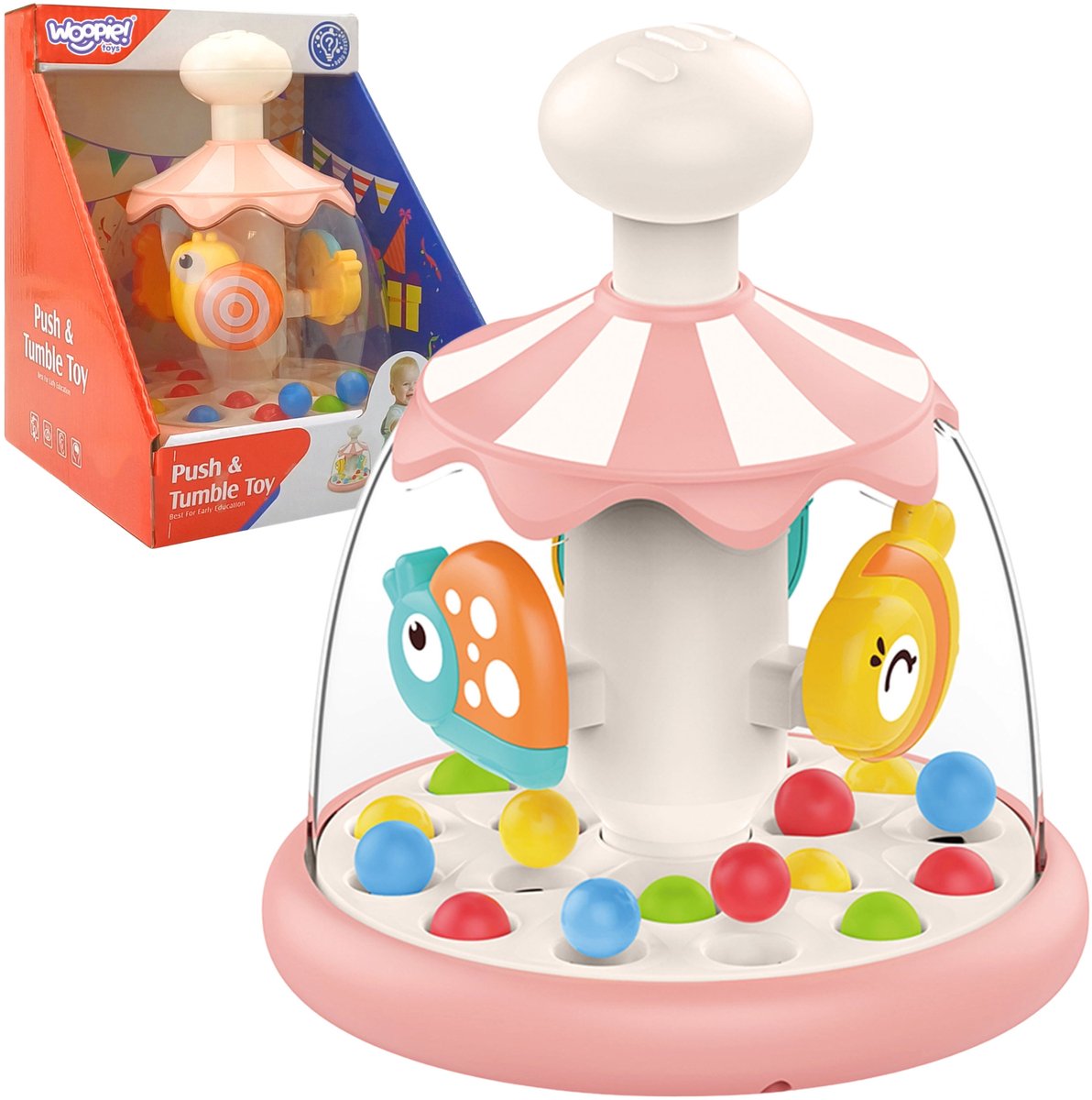 Woopie Baby Kleurrijke Dieren Roze Tol Met Ballen Carrousel - UNI