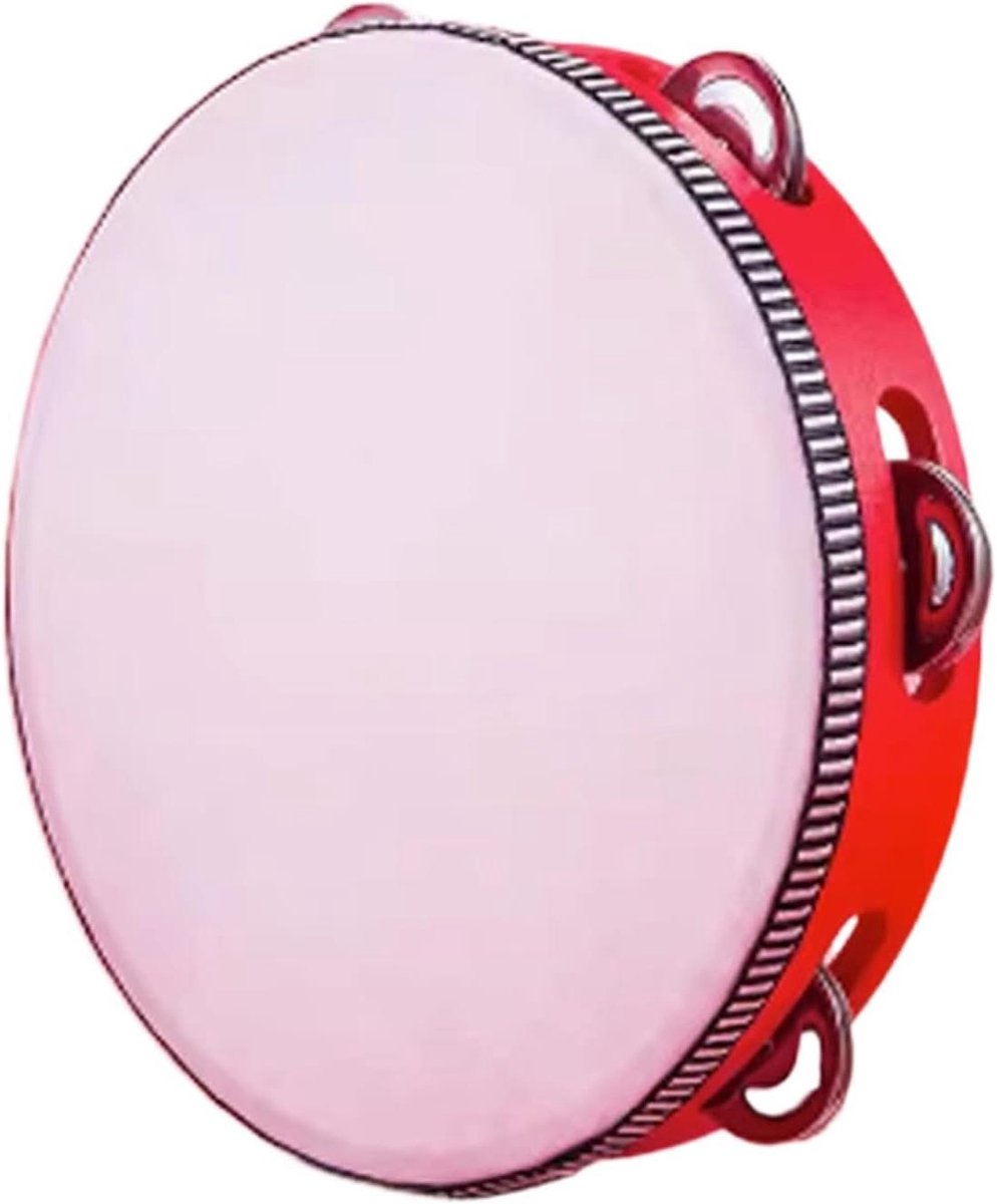 Tamboerijn - Handtrommel Percussie - Muziek Maken - Houten Constructie - 20 cm - Rood