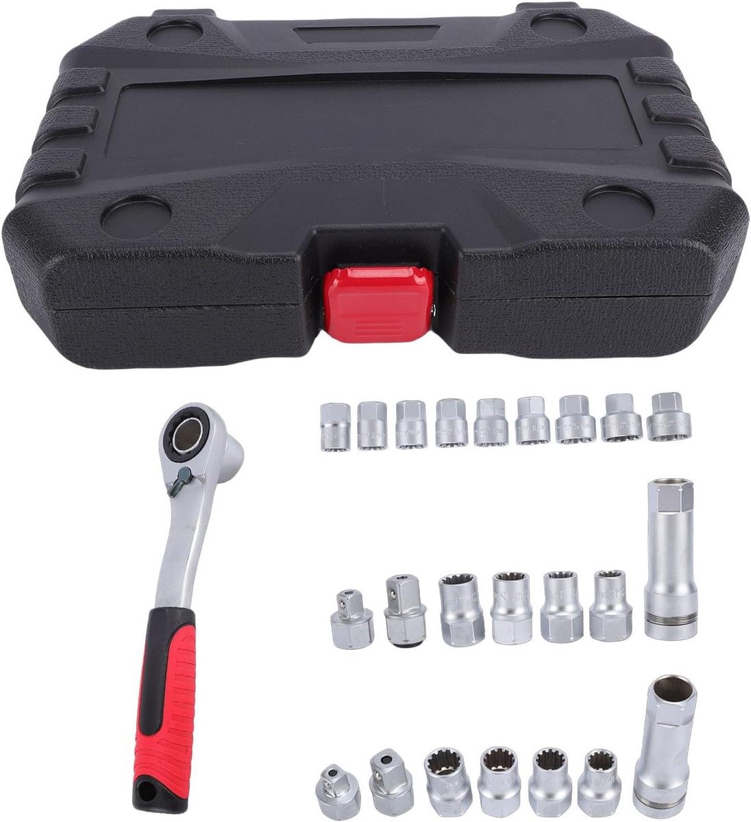 Doorsteekratelset - Dopsleutelset - Reparaties Uitvoeren - 72 Tand Precisie - 10-24 Mm - Zilver