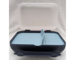 Lunchbox - Met tussenschot - Voor school - Zwart blauw - 550 ml