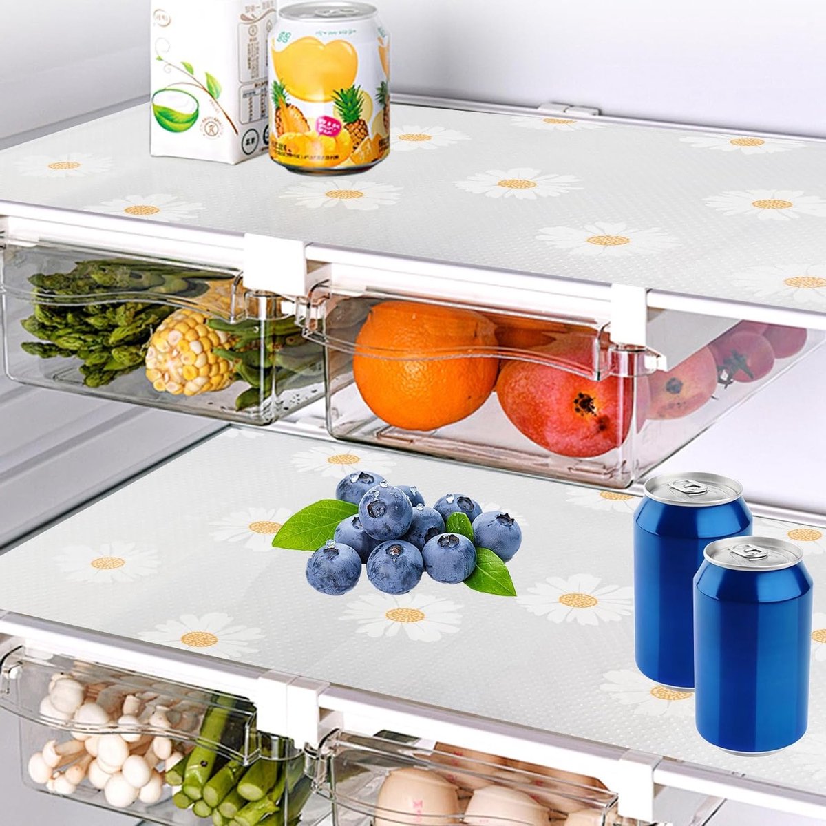 Antibacteriële Koelkastmatten 29×45 cm - Wasbaar, Antislip, Vochtbestendig, Ideaal voor Keuken, Lades en Planken - Set van 8 Stuks