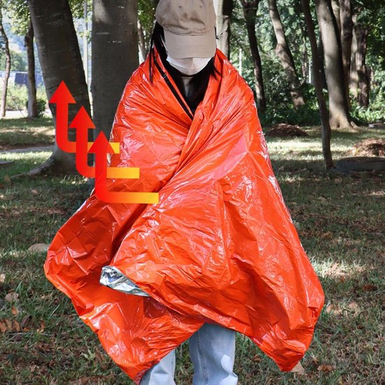 Slaapzak Volwassenen - Bivakzak Kamperen - Buiten Overleven - Waterdicht Ontwerp - 215 x 90 cm - Oranje — afbeelding 2