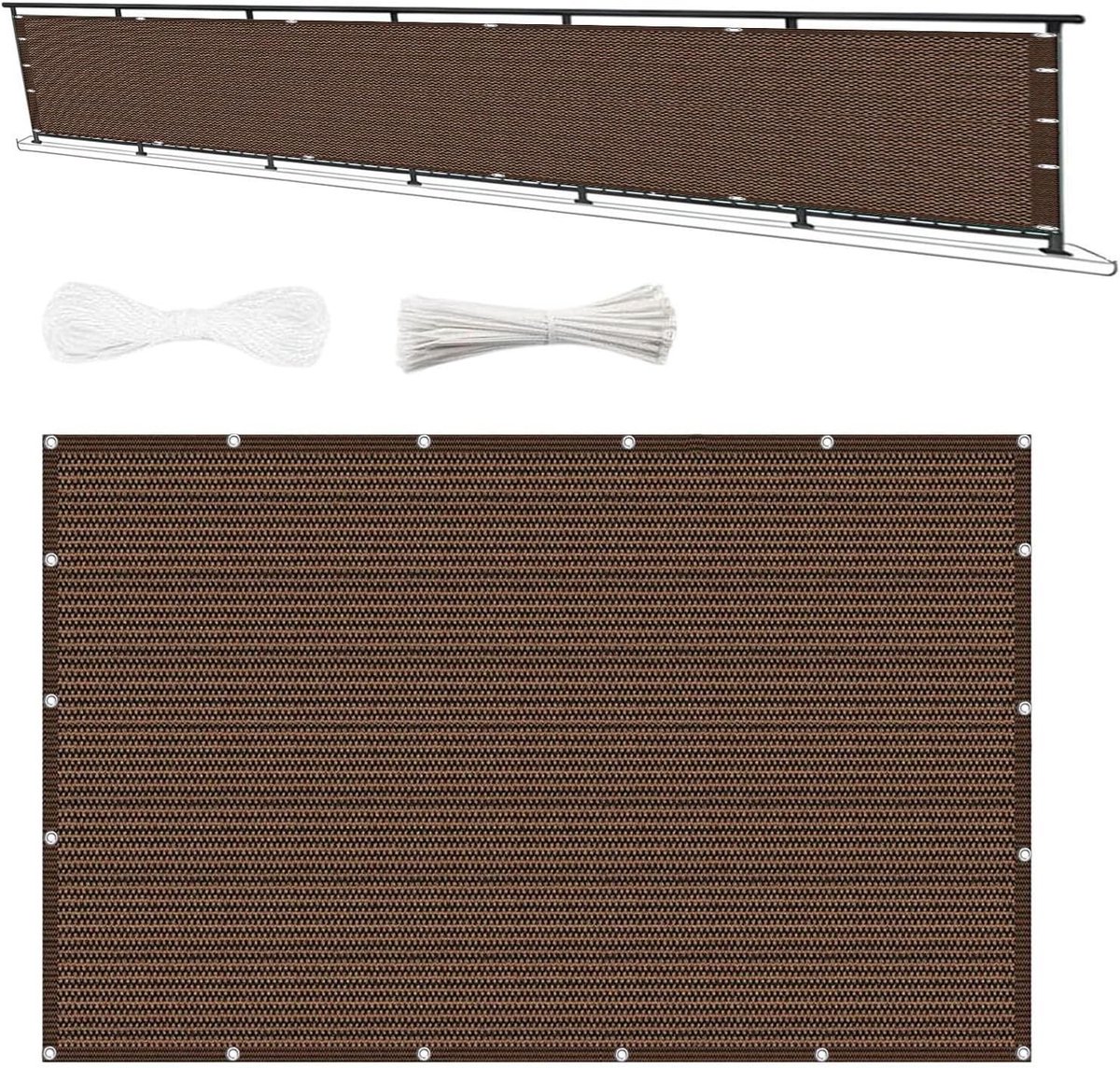 Balkonscherm Inkijkbescherming - Privacy Scherm - Meer Privacy - UV Beschermend - 180 x 1350 cm - Bruin