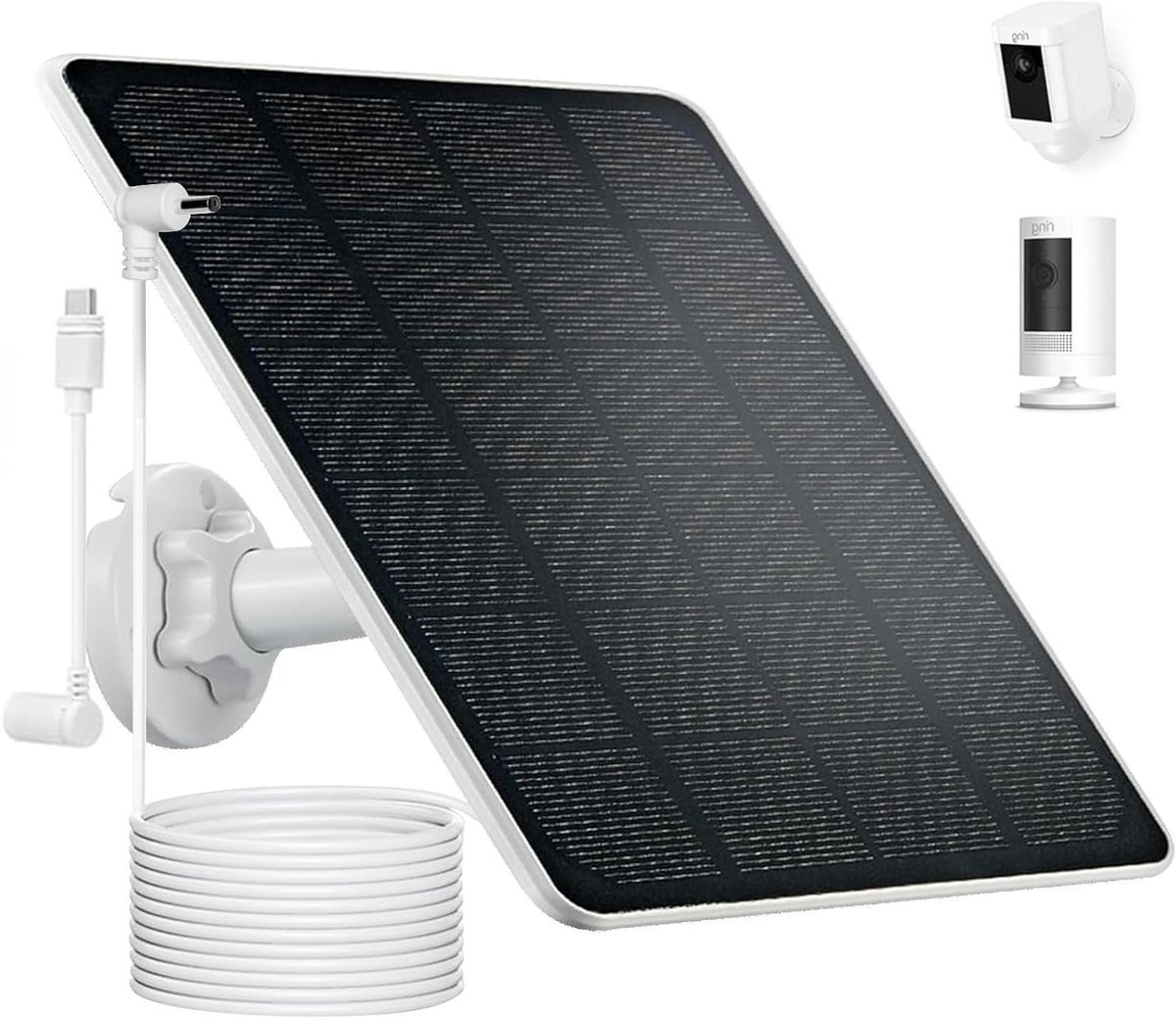Zonnepaneel Camera - Energie Oplader - Continue Stroom - Weerbestendig Ontwerp - 5 Watt - Zwart