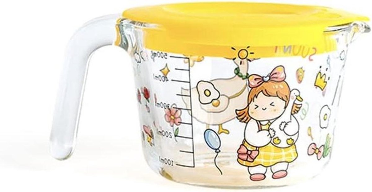 Glazen Maatbeker - Keukenmaatbeker - Nauwkeurig Meten - Hittebestendig Ontwerp - 500 ml - Geel