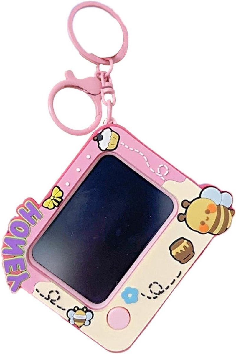 Tekentablet Sleutelhanger - Doodle Pad - Creatief Ontspannen - Herbruikbaar Whiteboard - 3 x 4 Inch - Roze