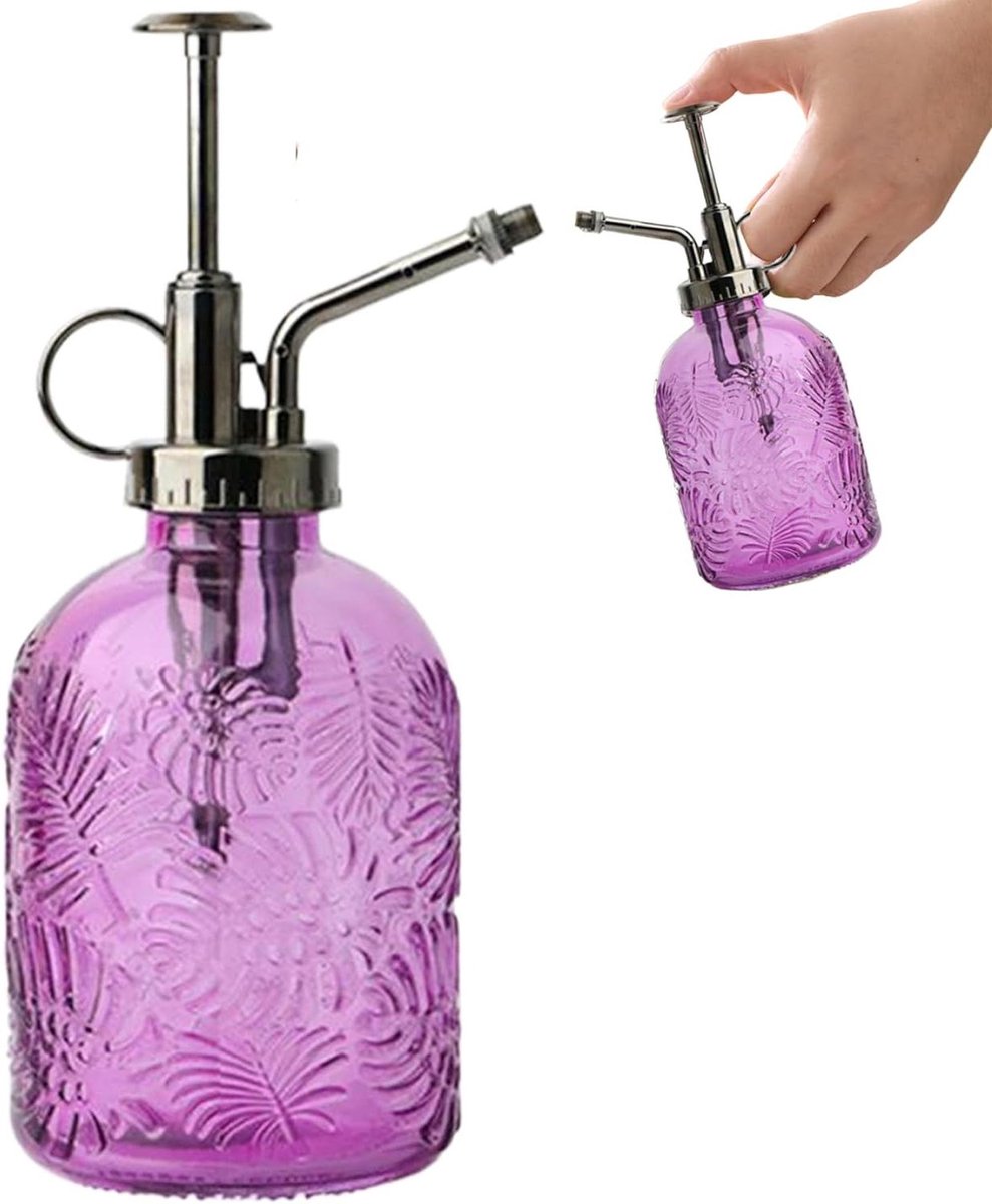Gieter Fijne Nevel - Waterkan Planten - Binnen Tuinieren - Elegante Bladpatroon - 350 ml - Paars