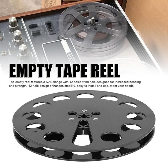 Tape Spoel - Lege Reel - Audio Opnemen - Nab Flens 12 Gat - 7 Inch - Zwart — afbeelding 2