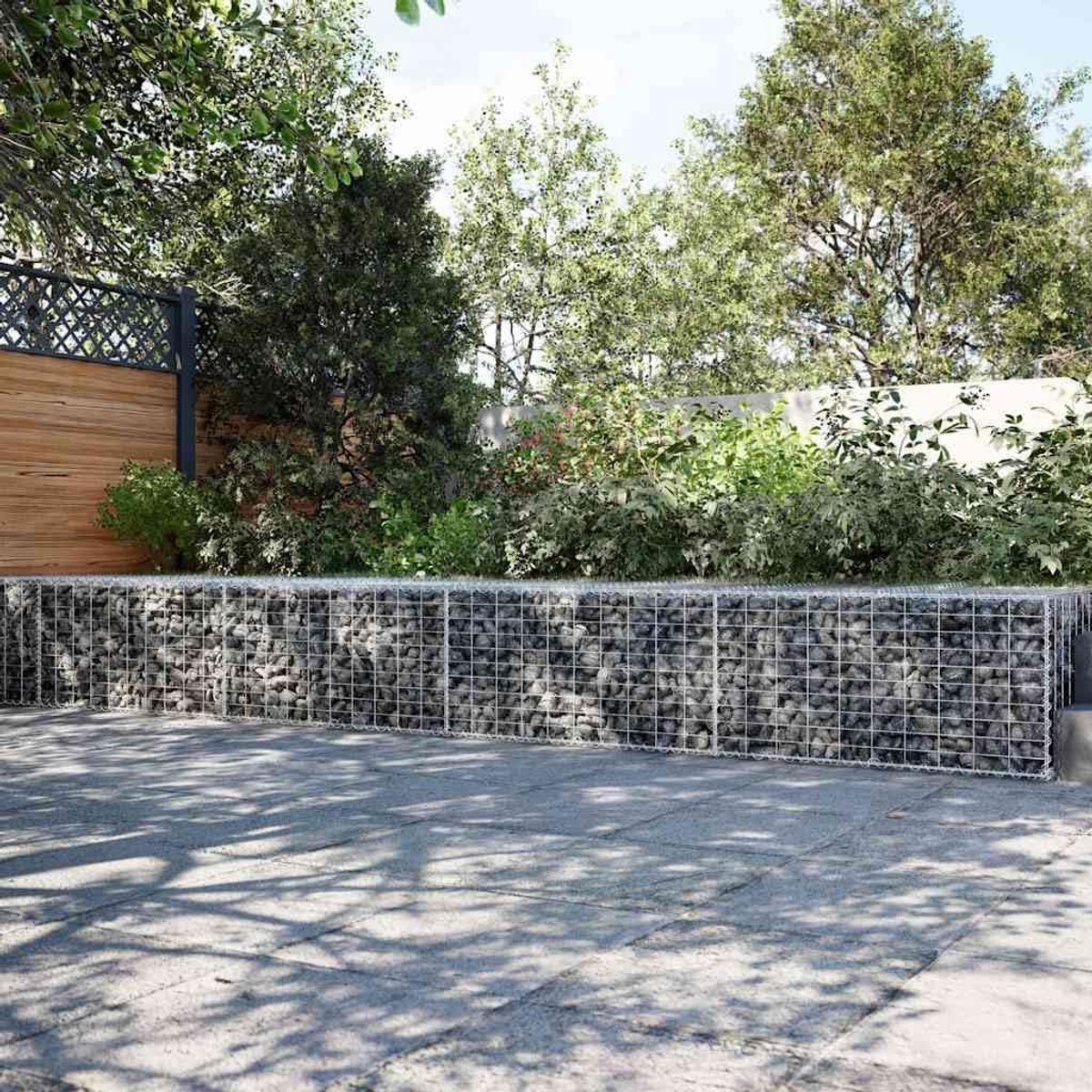 Schanskorf met afdekking - Tuinmand metaal - Tuinontwerp creëren - Gegalvaniseerd ijzerdraad - 500 x 100 x 50 cm - Zilverkleurig