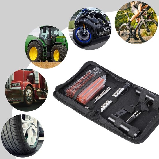 Bandenreparatieset - Platte banden reparatie - Noodgevallen onderweg - Heavy-duty platte set - 62 Delig - Zwart — afbeelding 2