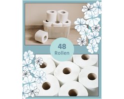 Toiletpapier klassiek wit, 3-laags, 48 rollen van 150 vellen, 100% cellulose, zacht wc papier met reliëf, ideaal voor camping, verpakking met minimaal 30% gerecycled plastic