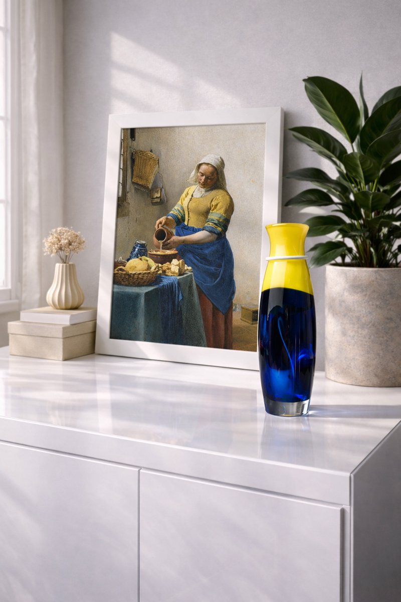 Kristalglas Leerdam Het Melkmeisje – Glaskunst - Kobaltblauw - Voor Binnen - Tafel