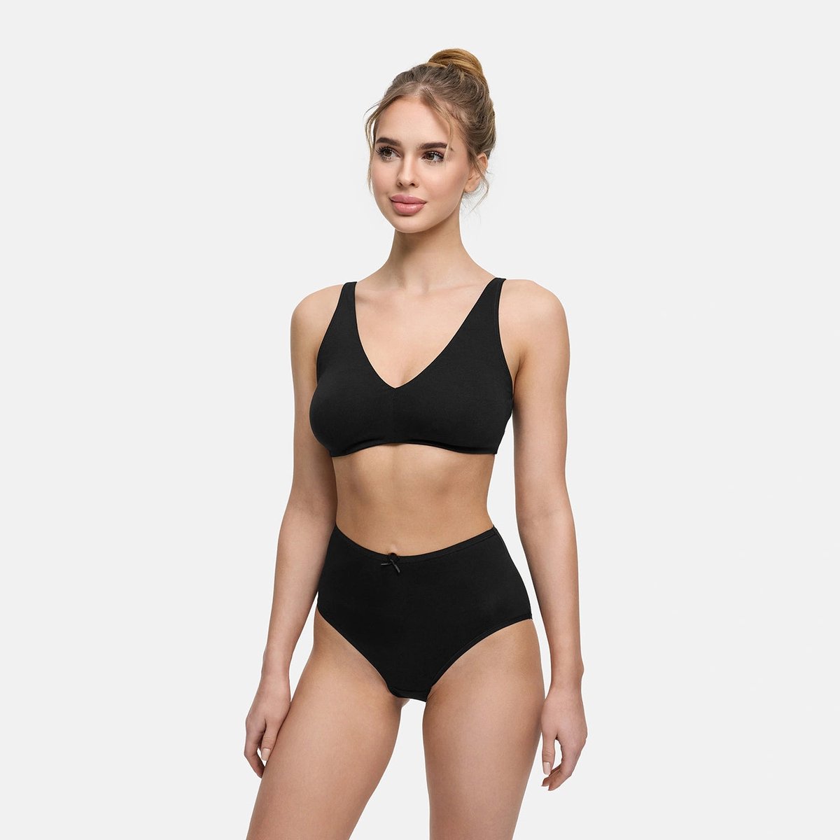 cfab - Katoenen slip met hoge taille - Zwart - 2XL