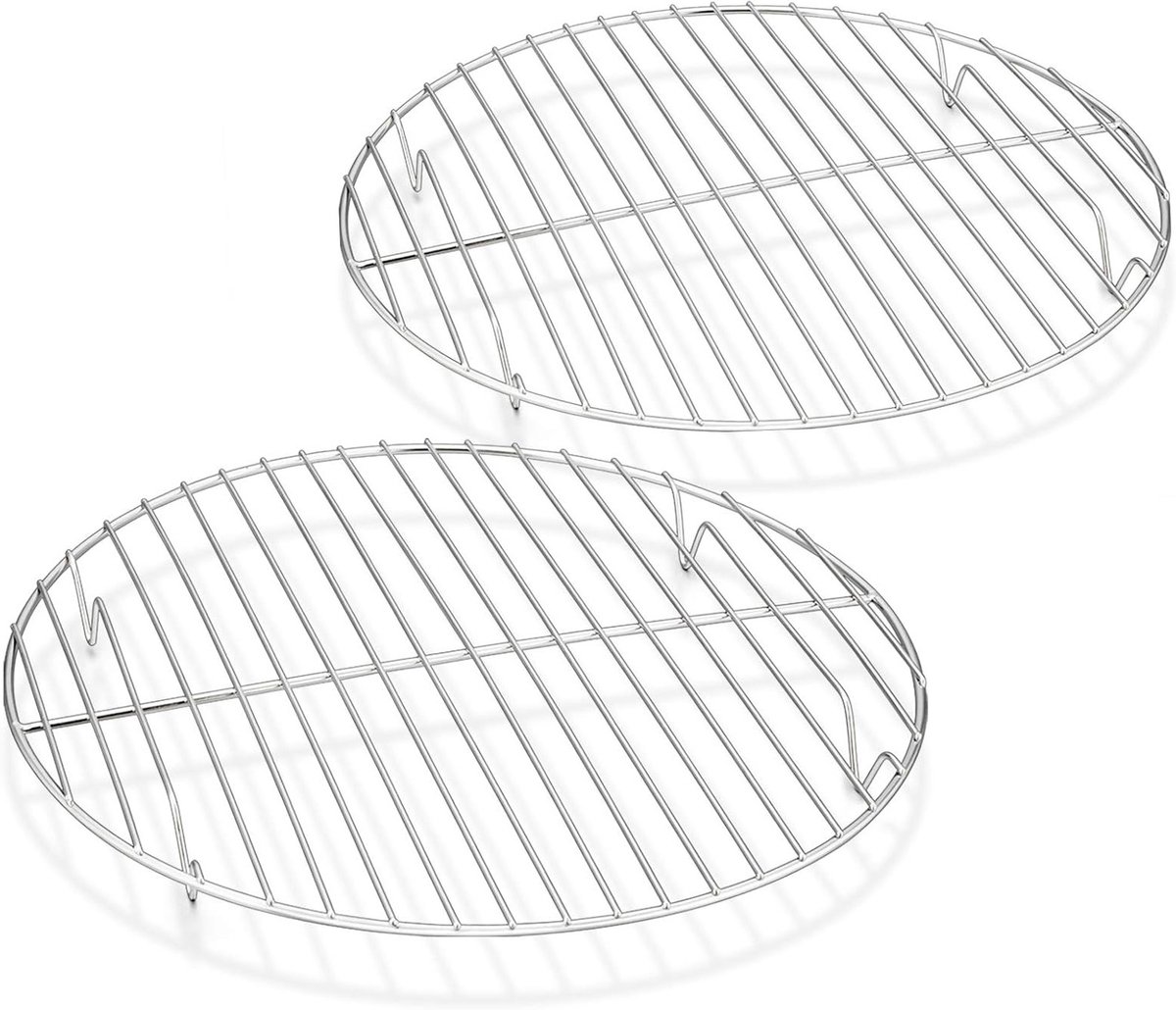 Ronde Koelrooster Set van 2, Roestvrij Staal, Perfect voor Bakken en Stomen, 27 cm, Duurzaam en Vaatwasserbestendig