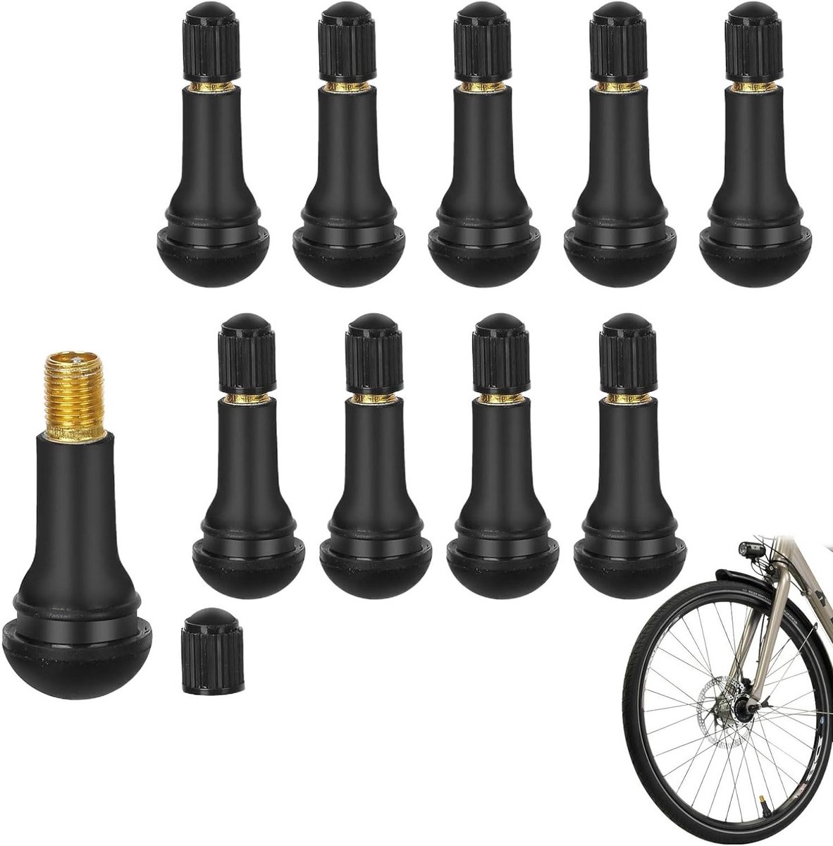 Allecto Plus - Ventielinzetstukken voor auto- en motorbanden (10 stuks) met TR413 ventiel - Rubberen bandenventielen - Gepast voor de meeste voertuigen