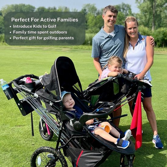 Kinderwagen Accessoire - Golfhouder Kinderwagen - Golfen met gezin - Universele pasvorm - 30x35x10 cm - Zwart — afbeelding 2