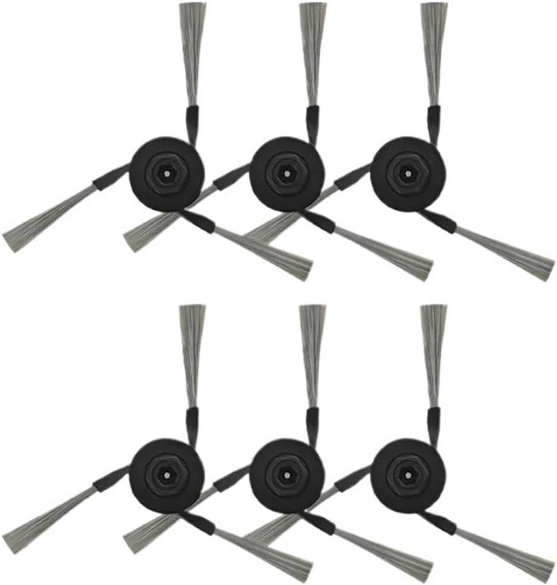 Zijborstels - Stofzuigerborstels - Schoonmaken - Nauwsluitende pasvorm - 6 stuks - Zwart