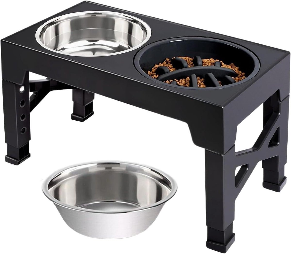 Verhoogde voerbakken huisdieren - Honden voerstation - Comfortabel voeren - 5 Instelbare hoogtes - 44.7 x 24.4 x 8.4 cm