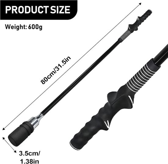 Golf Swing Trainer - Golftool - Golfvaardigheden Verbeteren - Auditieve Feedback - 80cm Lengte - Blauw Zwart van GOLF — afbeelding 5