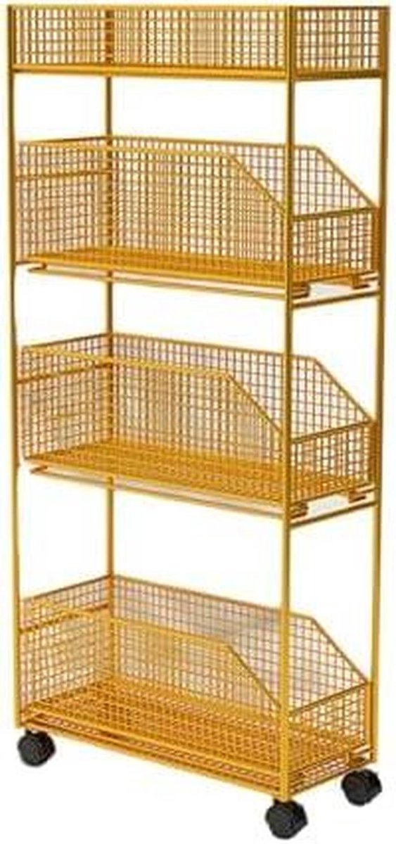 Slanke opbergkar - Lade organizer - Ruimte maximaliseren - Uittrekbare laden - 50x22x95cm - Goud