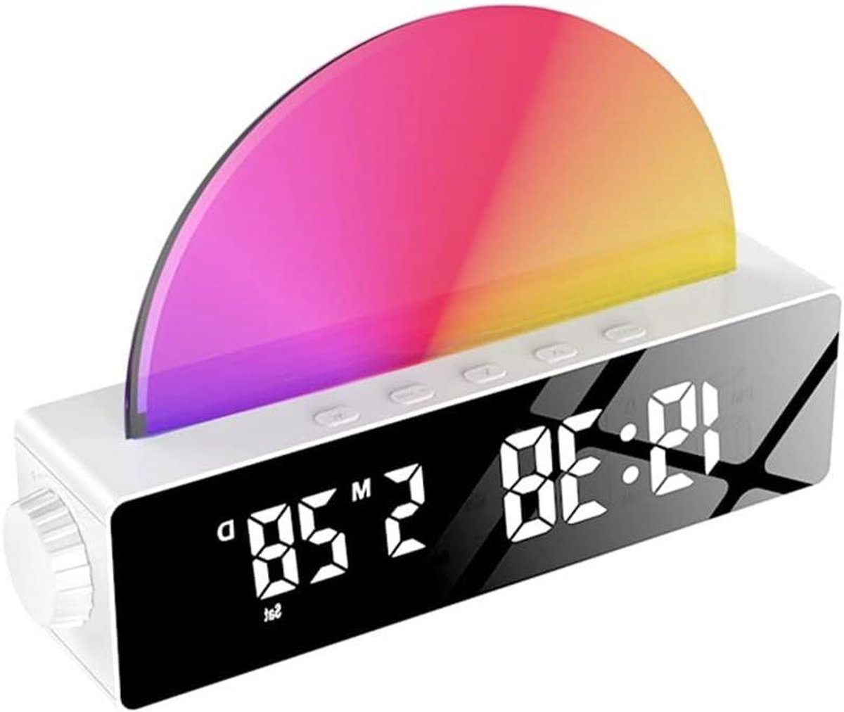 Wekker met Licht - Wake-up lamp - Rustig Ontwaken - Simuleert Zonsopgang - 20 x 13 x 6 cm - Wit