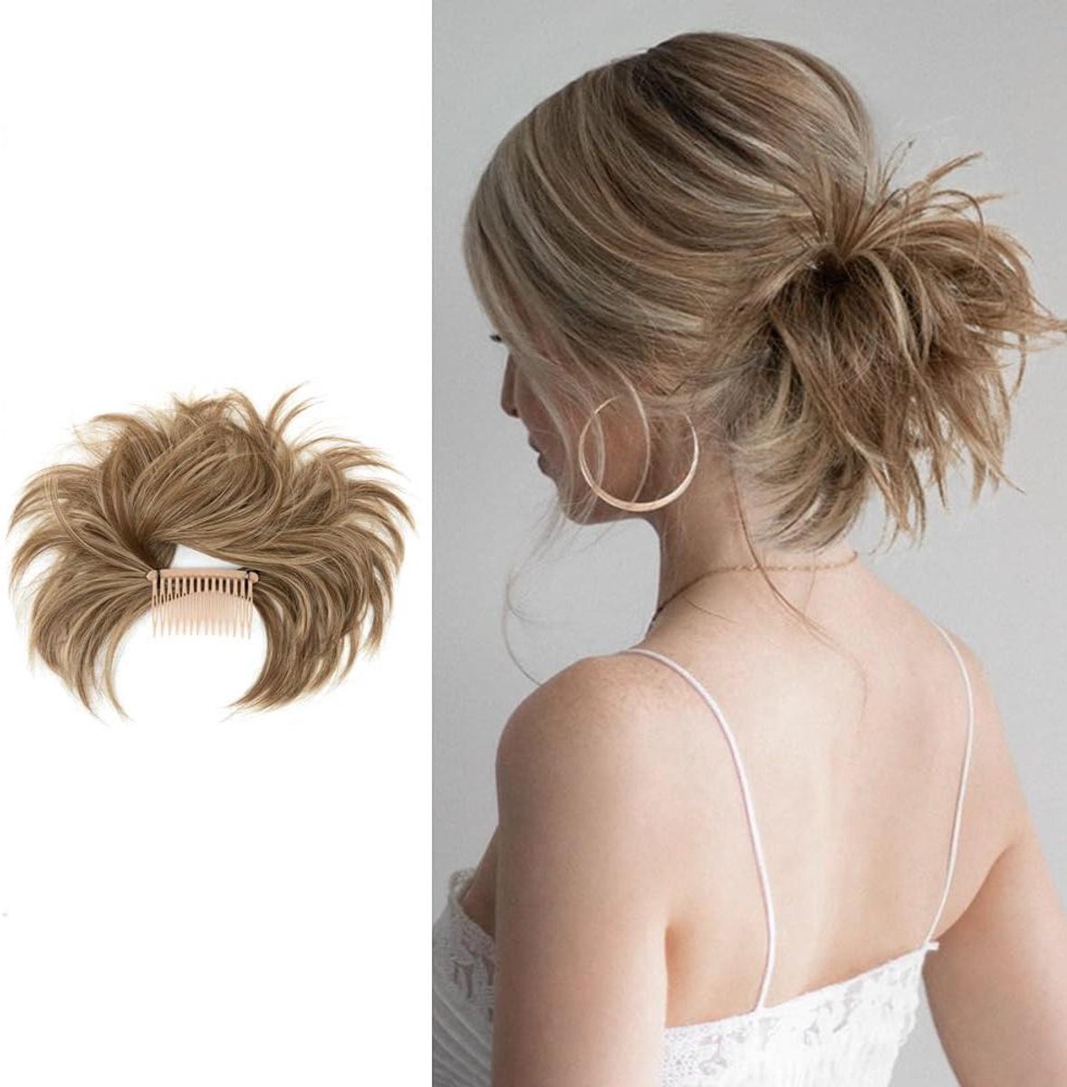 Haarstukje Knot - Opgestoken Kapsel - Snel Haar Stijlen - Geïntegreerde Kam - 10 g - Natuurlijk