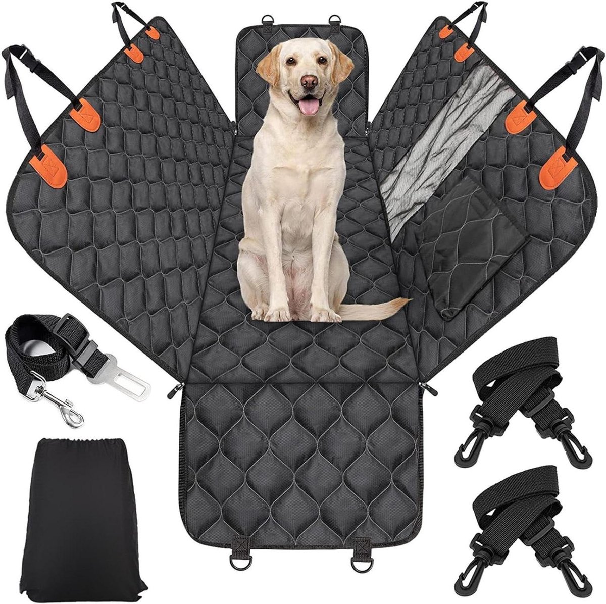 Hondendeken Auto - Reisbescherming - Veilig Reizen - Mesh Ventilatie - 137x147cm - Zwart