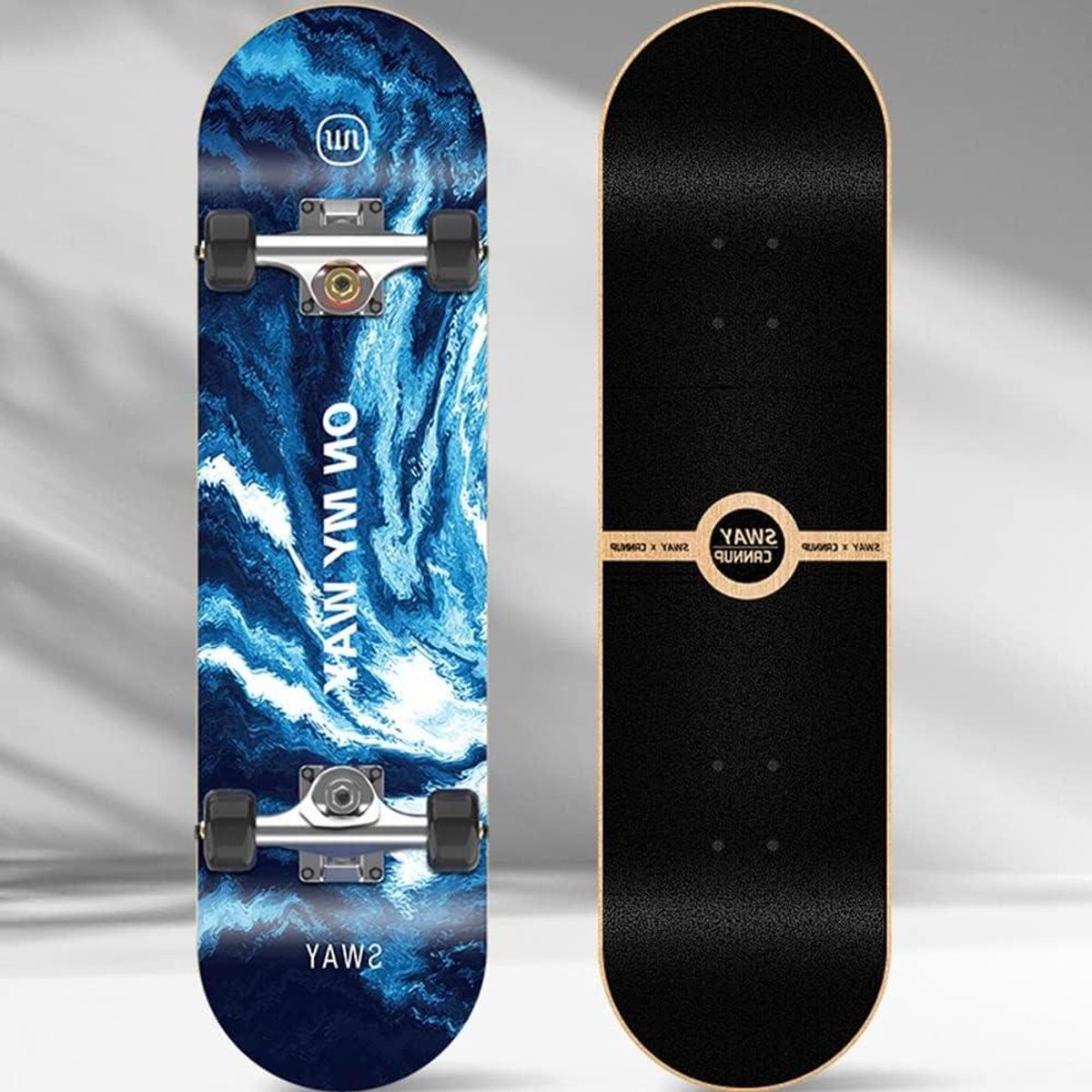 Skateboard Dek Compleet Skateboard Trucs Leren 7 Laags Esdoorn 79×20.5cm Patroon #3