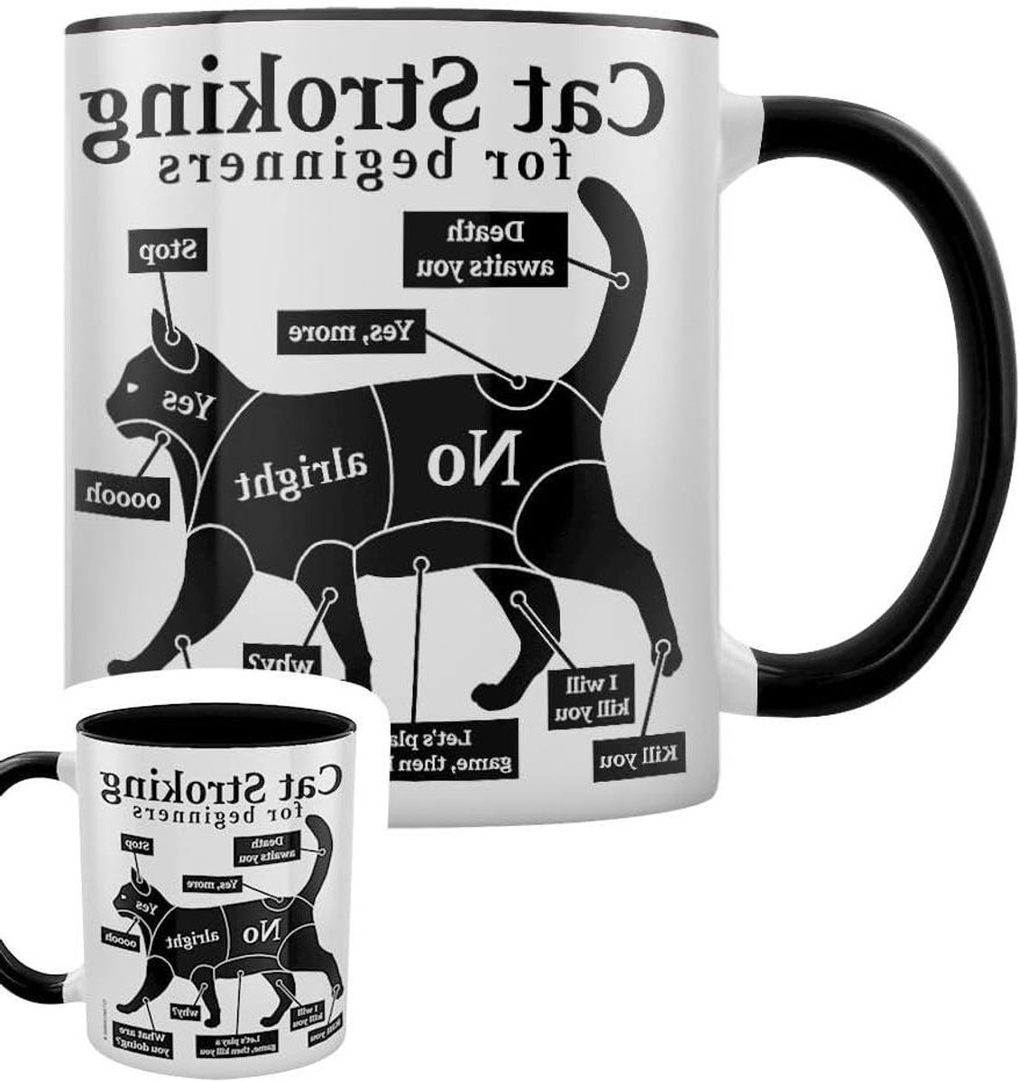 Kop met print - Koffiekop Mok - Dagelijks Gebruik - Levendig design - 312 ml - Zwart