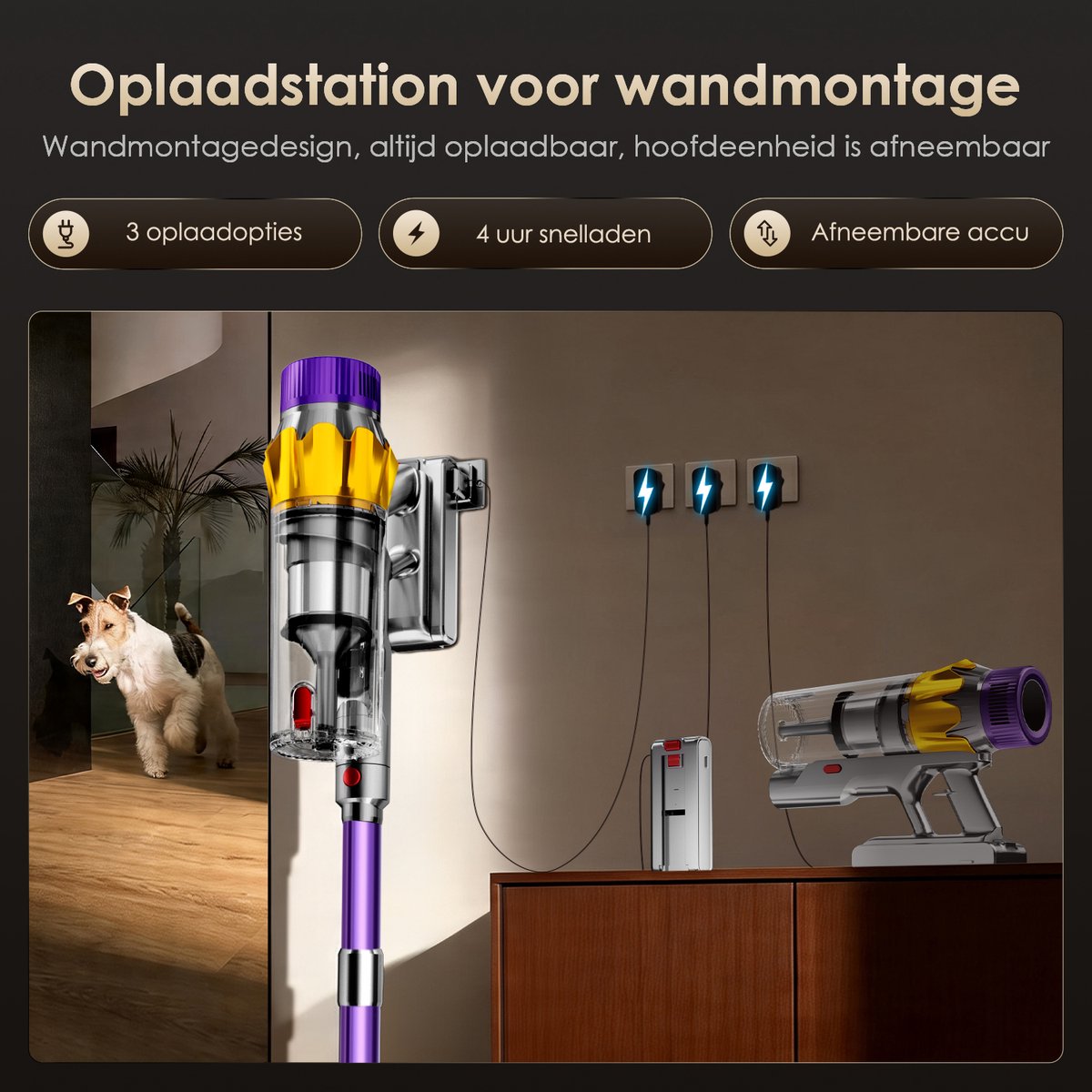Elekiatech - Steelstofzuiger Draadloos - 65000Pa - 70 Min Gebruikstijd - 8-in-1 Filtersysteem - Paars – foto 7