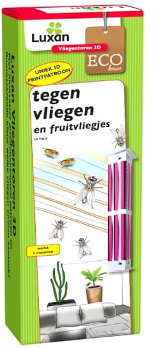 Luxan Eco Vliegentoren 3D tegen vliegen - Effectieve Insectenval - Met gratis cheatsheet