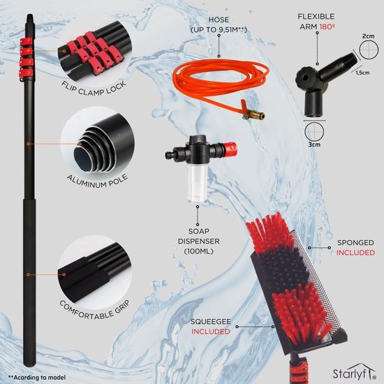 Wasborstel met Telescopische Steel - Raamreiniger - Autoborstel - wasaccessoire — afbeelding 3