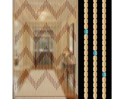 SHZICMY 90 x 220 cm Wooden Bead Curtain, Mosquito Net with Fringes, Curtain for Living Room, Bedroom