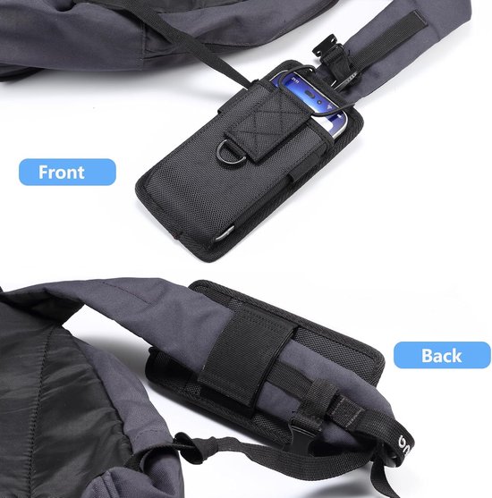 Geschikt voor iPhone 16 15 14 13 12 Pro XR Rugzak Strap Pouch, Rugzak Bevestiging Mobiele Telefoon Pouch Holster Riem Clip Houder Draagtas geschikt voor Galaxy S25, S24, S23 Plus, S22 — afbeelding 2