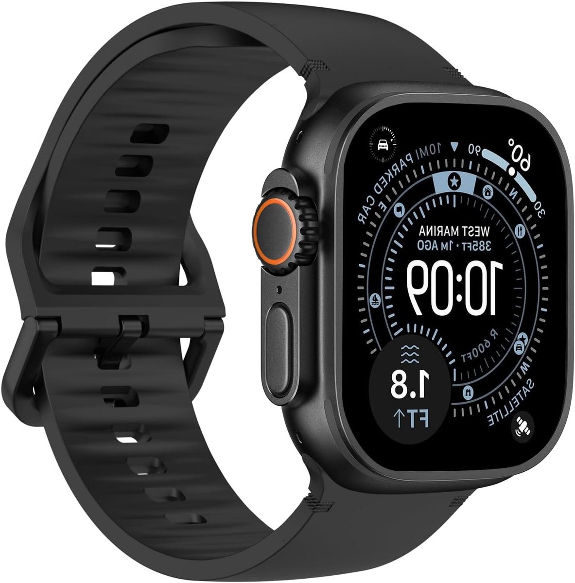 Sportieve Horlogeband voor Apple Watch Ultra en Series - Zacht Siliconen, Ademend, Geschikt voor Mannen en Vrouwen, Zwart, 49mm tot 42mm