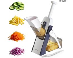 SUPMAKIN Safest Mandolin Vegetable Cutter, Potato Chip Cutter, Multifunctional Vegetable Slicer with 4 Cutting Modes for Cutting, Dicing, Chopping, Julienne, Best Kitchen Gadgets Ever Blue