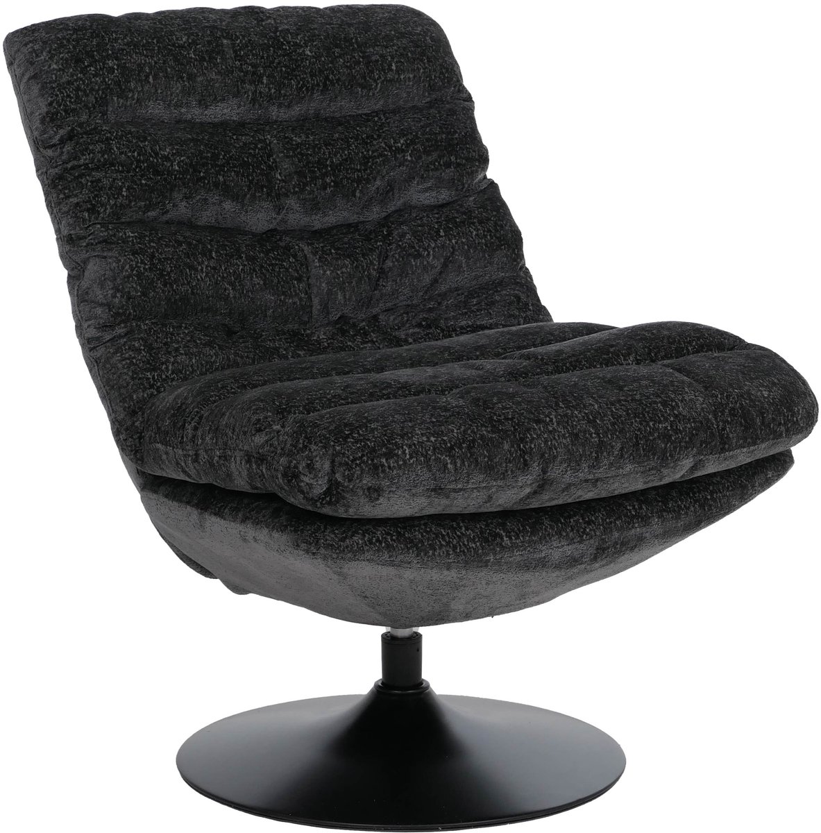 MCW Loungestoel MCW-Q29, cocktail-/gestoffeerde-/relaxstoel, draaibare stoel, chenille (470 g/m²), staal ~ donkergrijs