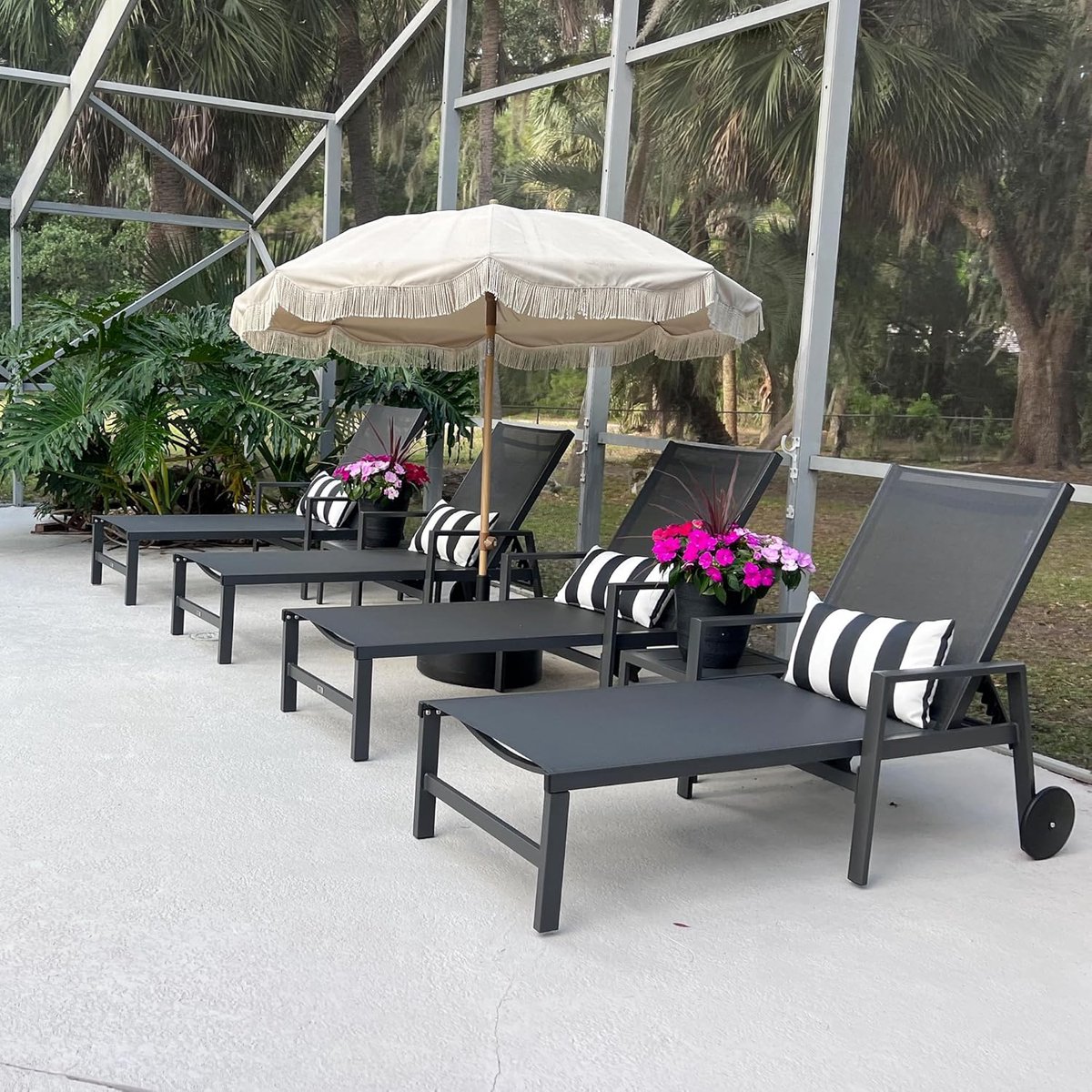 Purple Leaf Ligbedden met wielen en armleuningen - Set van 2 met salontafel - Grijs