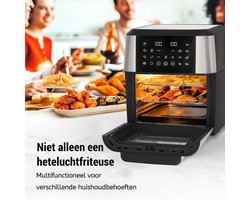 Sinaopus XXL Airfryer & Mini Oven in één – 12L Extra Grote Capaciteit – Inclusief 4 Accessoires – 12 Voorgeprogrammeerde Functies – LED Display – Makkelijk te Reinigen