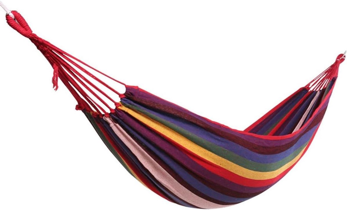 Dubbele Hangmat - Canvas Hangmat - Buiten Ontspannen - Inclusief Draagtas - 190x80cm - Rood